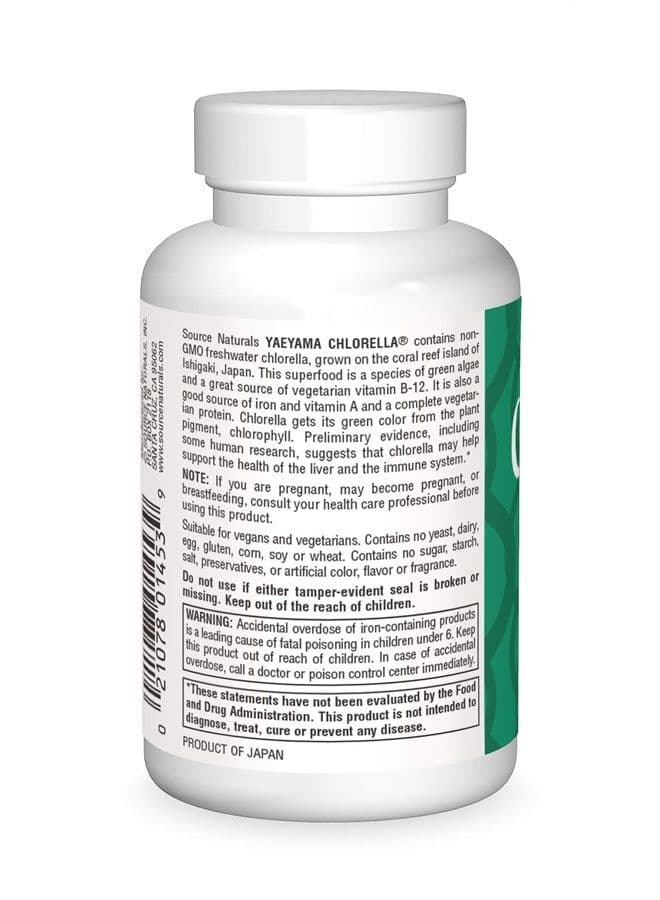 Yaeyama Chlorella 200 mg Green Superfood, Plant-Based B12 - 300 Tablets