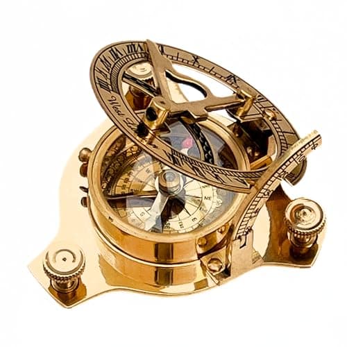 Vintage Shiny Brass Pirate's Booty Compass – Nautical Maritime Sundial Navigation Tool for Travelers, Hikers, Adventure Gear & Collectible Decor