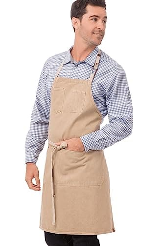 Chef Works Unisex Austin Bib Apron, Natural, One Size