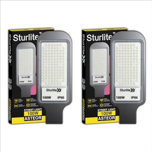 Sturlite Asteor 100W LED Street Light| Cool White 6500K Color Temperature LED Street Lamp| IP66 Waterproof Surge Protection Focus Light for Garage, Parking, Garden & Playground - (Pack of 2)