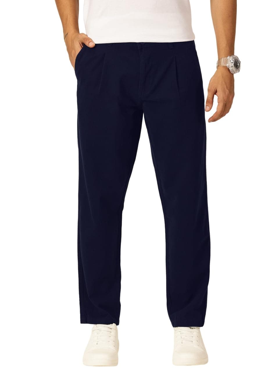 Thomas Scott Men 100% Cotton Straight Fit Chino Trouser (Navy, 30)