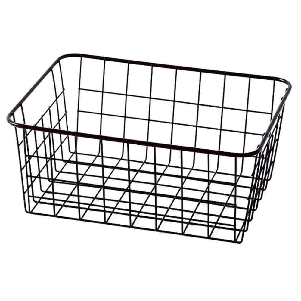INDIAN DECOR 28502 Storage Basket Bins Organizer with Handles for Kitchen, Pantry, Freezer, Cabinet,Wire Bathroom Shelves Makeup Organiser