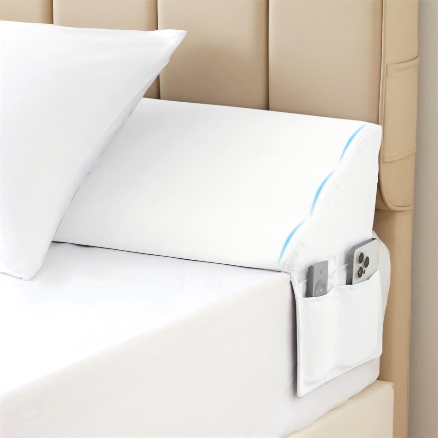 MEGCXIT King Bed Wedge Pillow for Headboard Bed Gap Filler Triangle Pillow Wedge for Headboard Gap Bolster Pillows for Beds AntiSlip Mattress Wedge Gap Filler 76106 White