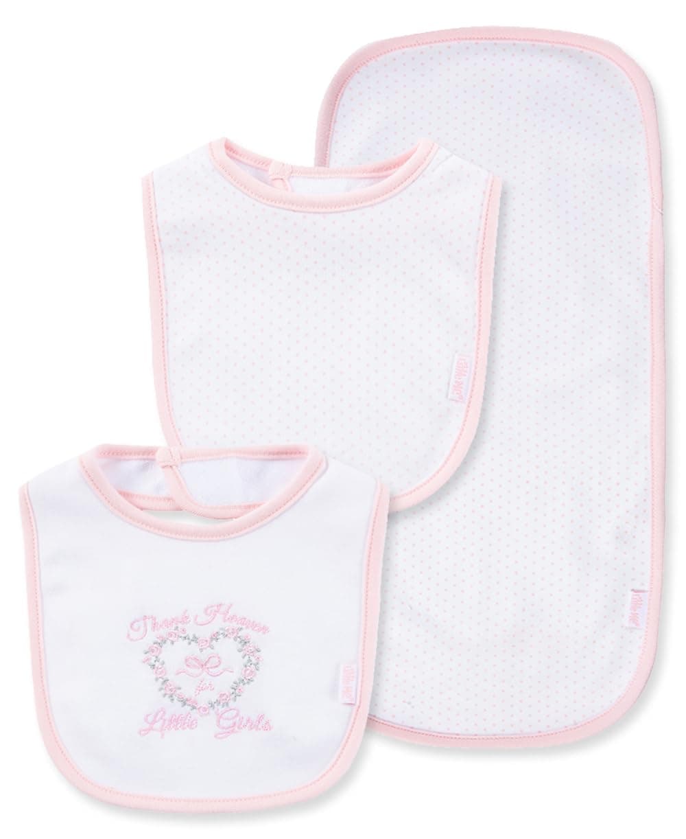 Little Me Clothes for Baby Boys’ and Girls’ 3-Piece Bib and Burp Sets, 2 Bibs and 1 Burp Cloth, Soft Cotton Feeding Essentials with Velcro Closures, Absorbent, Machine Washable