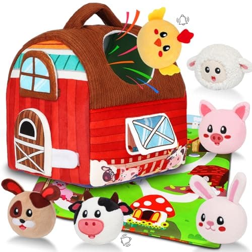 Avesa Baby Toys 612 Months Soft Barn Toy with Stuffed Farm Animals Rattle Montessori Toys for Babies 6 Months Old Sensory Infant Toy Baby Gifts Easter Basket Stuffers