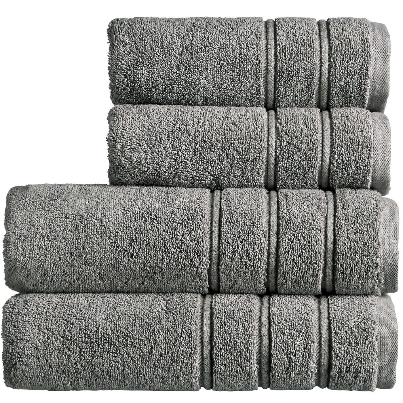 Christy Antalya Large Bath Towels Set of 4 100 Turkish Cotton 600GSM Soft Plush Luxury Towel Set 2 Bath Towels 2 Hand Towels Quick Dry Storm Grey