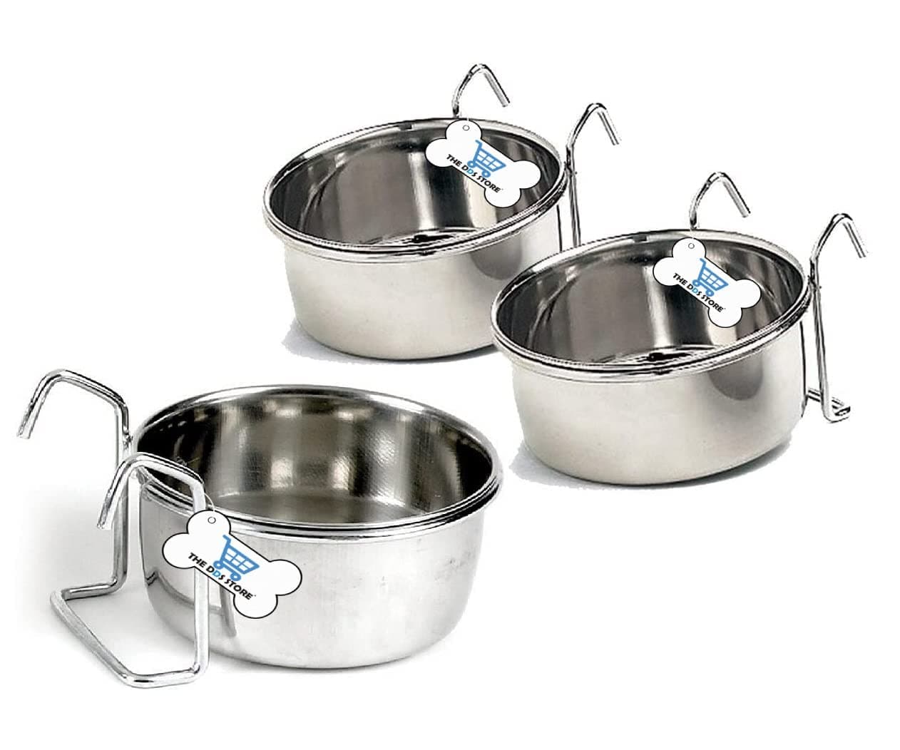 Bird Feeding Dish Cups Set, Stainless Steel Parrot Feeding Cups Animal Cage Water Food Bowl Bird Cage Cups Holder with Clamp Holder for Bird Parrot Water Food Dish Feeder (HOOK, 300.ml Hook Pack of 3)