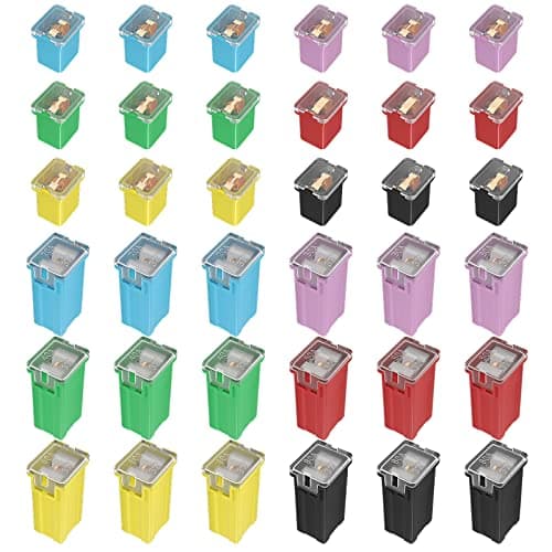 Joinfworld 36 Pcs Jcase Fuse Automotive TallStandard and Low Profile Jcase Box Shaped Fuses Assortment Kit 20A 30A 40A 50A 60A 80A for Ford ChevyGM Nissan and Toyota Pickup Trucks Cars SUVs