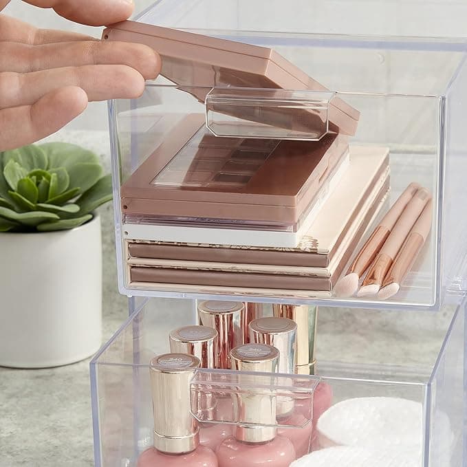 US Acrylic Audrey 2Pack Small Stackable Cosmetic Organizer Drawers