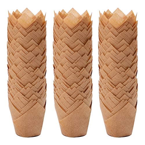 Ruisita 150 Pieces Mini Baking Cups Tulip Baking Cups Cupcake Liners Muffin Liners for Wedding Birthday Christmas Baby Shower Parties Natural