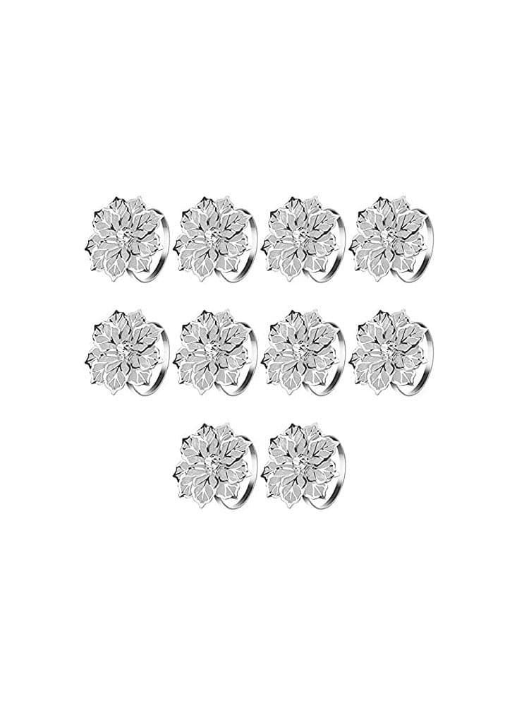 Hollow Out Metal Flower Napkin Ring Holder Set of 10