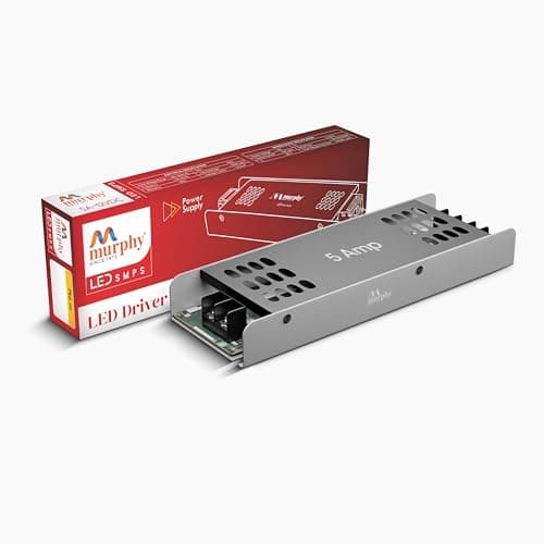 Murphy 5A 12V DC LED Driver (SMPS) | Constant Voltage Power Supply for Indoor LED Strip Lights | Aluminium Body | BIS Approved | Pack of 2 (1-Year Warranty)