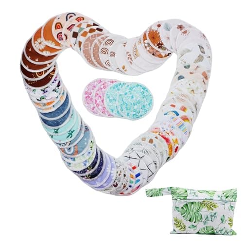 Asenappy 8 pcs4 Pairs Random Prints Breast Pads for Nursing Mothers Reusable and Washable with 1 Bag8 pcs randomprints with1 Bag