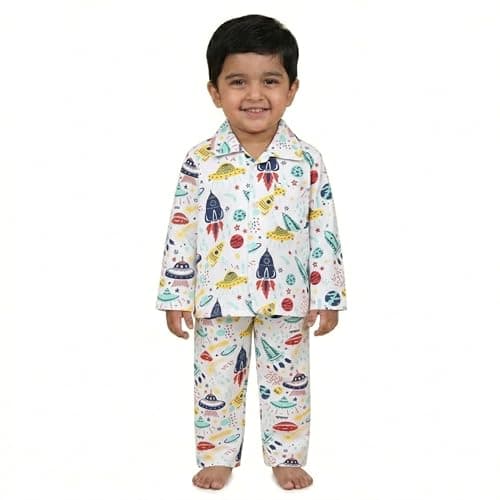 The Mom Store Kids Cotton Night Suit for Boys and Girls | Soft Breathable Night Dress for Kids Boys and Girls | Printed Nightsuit Pajama Set | All-Season Sleepwear for Daily Use | Tour to The | 4-5Y