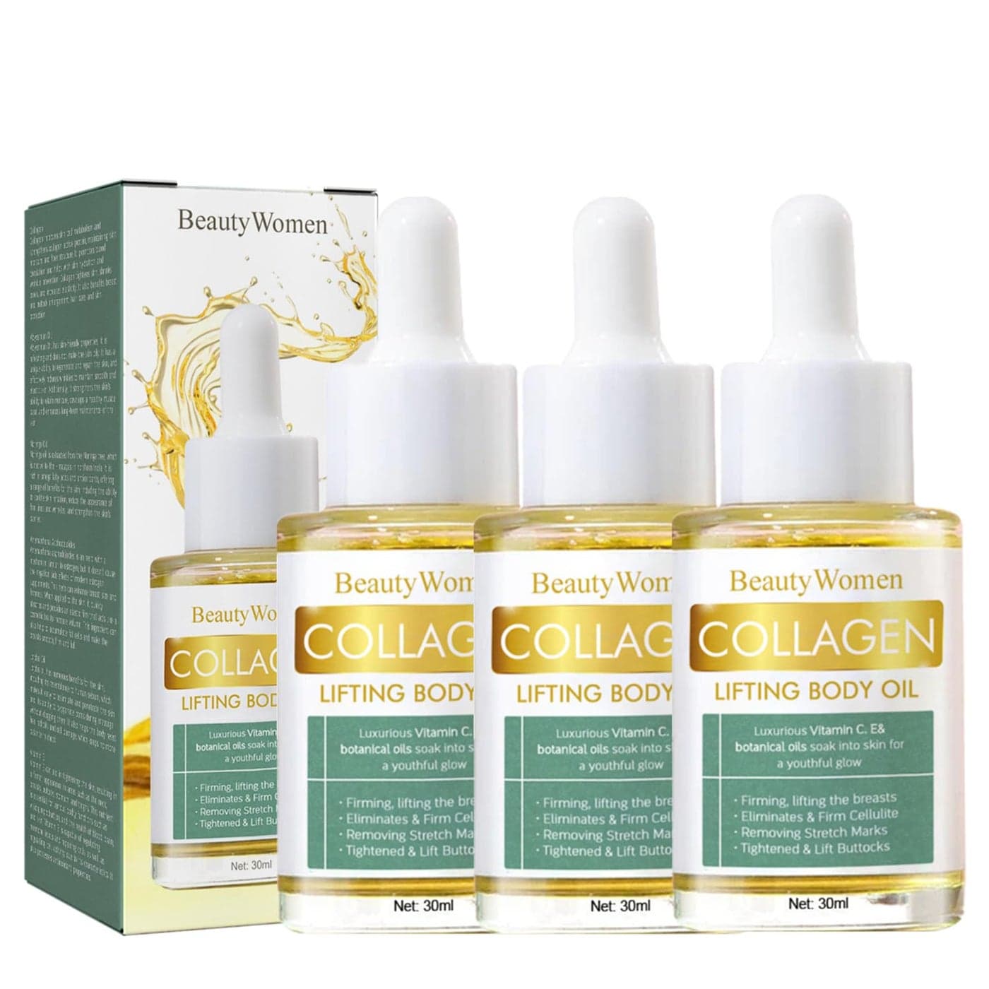 3PC Beauty Women Collagen Lifting Body Oil Collagen Lifting Body OilBeauty Lady Collagen Lifting Body OilAnti Aging Collagen Serum for FaceReduces Fine Lines and Wrinkles