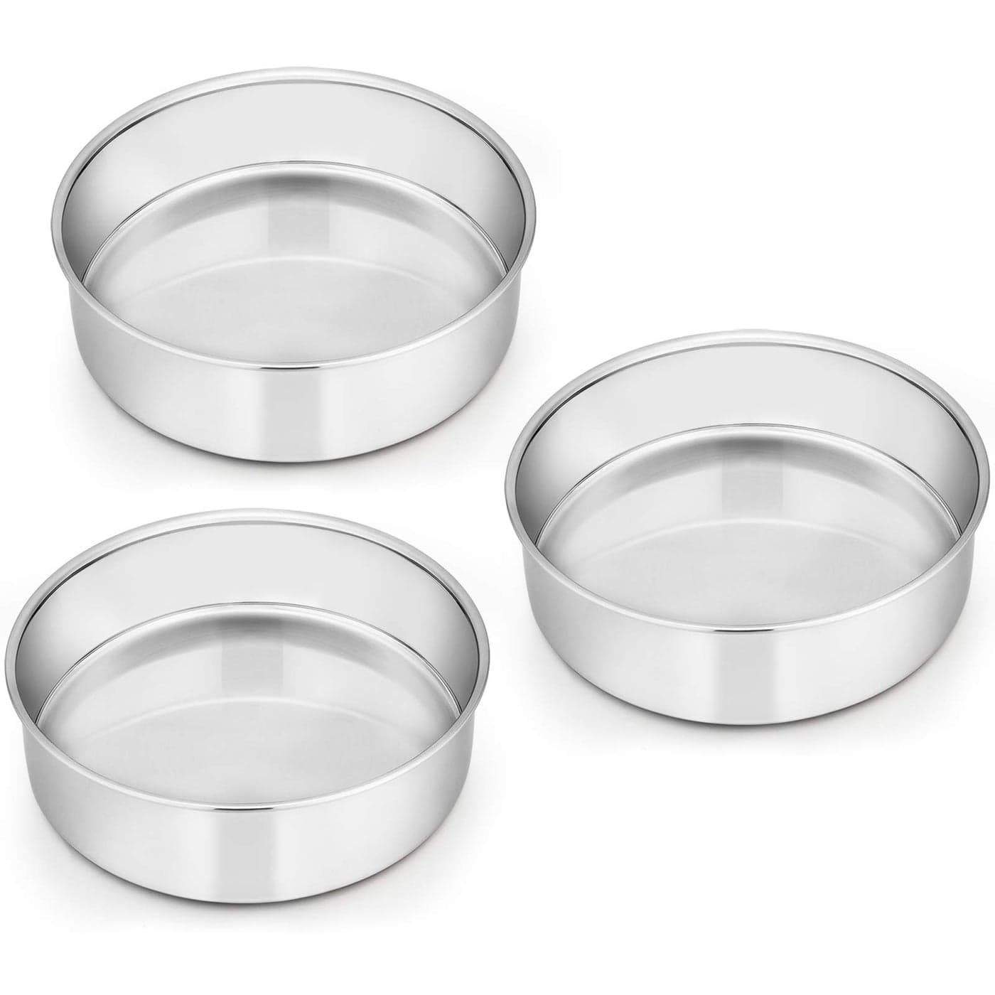 Homikit Cake Tin 6 Inch Round Cake Tin Mould Set of 3 Layer Cake Tins Stainless Steel Cake Baking Pans for Christmas Birthday Wedding Healthy Sturdy Mirror Finished Dishwasher Safe