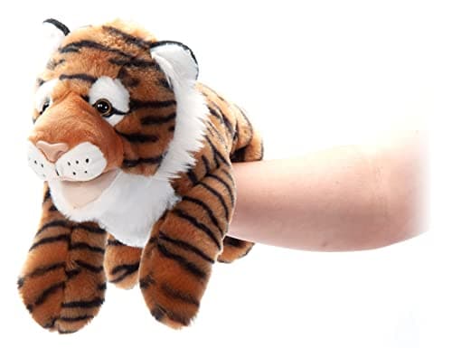 The Petting Zoo Tiger Hand Puppet Stuffed Animal Plushie Gifts for Kids Puppetz Animals Tiger Interactive Puppets Plush Toy 16 Inches