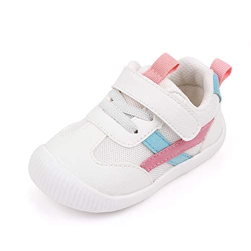 MK MATT KEELY Baby Boys Girls Walking Infant Shoes Cute Cartoon Sneakers Non-Slip First Walkers Sneakers Toddler Shoes,Blue Pink 12-15 Months