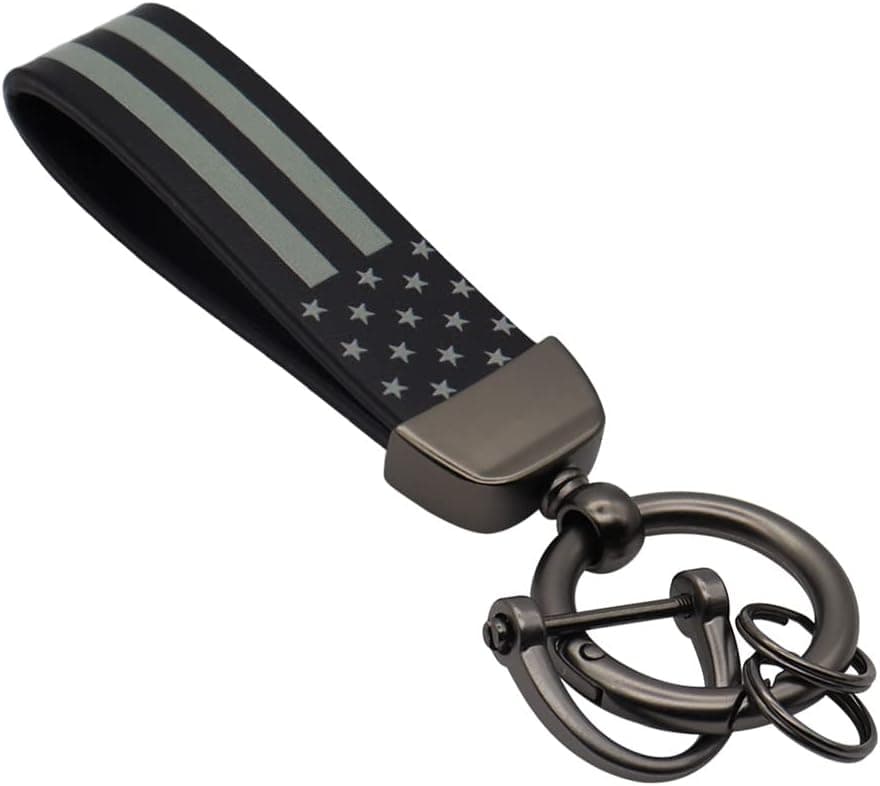 Elegananccy Black American USA Flag Car Keychain with Zinc Alloy Ring