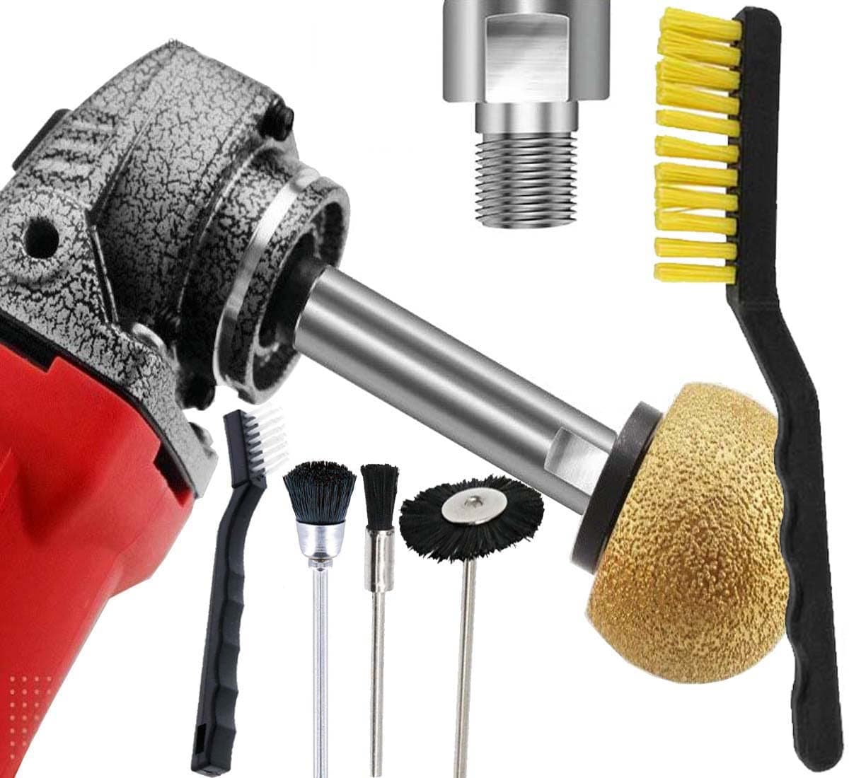 DIY Crafts Pack of 1 Set, DIY Crafts 4"-M14 Extension Shaft+6 Pieces Nylon Bristle Brush Rotary for Rotary Polisher,Car Polisher,Polishing Pads,Backing Plate,Sucke (Pack of 1 Set, DIY Crafts)