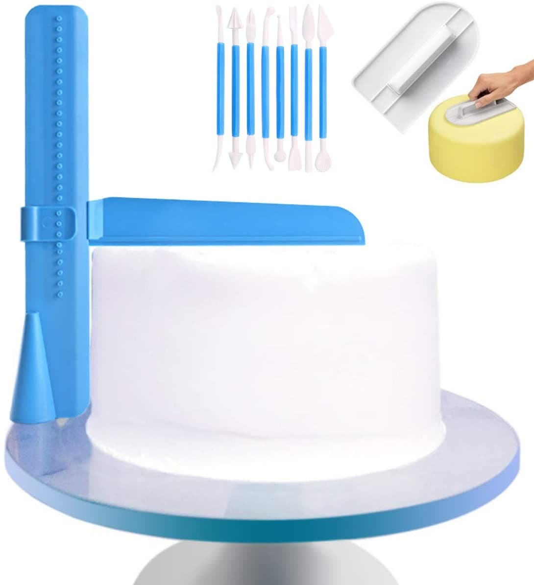 COZY GADENT Adjustable Cake Scraper Plastic Cake Cream Smoother Easy Comb Set Edge Side Decorating Tools With Tools 3 in 1