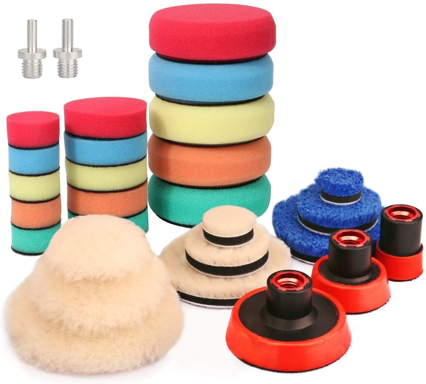 DIY Crafts With 5x Fur 5x Felt Pads, 3" inch Set, 7-16x Polishes Set 1/2/3" Drill Buffing Buffer Pad Polishing Pad Mix Size Kit, M14 Backing Pad Adapter P (With 5x Fur 5x Felt Pads, 3" inch Set)