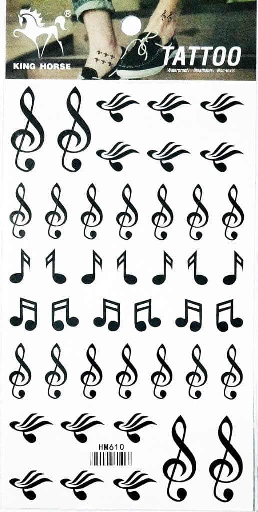 1 Sheet Musical notes words symbols Tattoos Body Art Stickers Color Flash Fake Waterproof Tattoo Stickers for Women Men