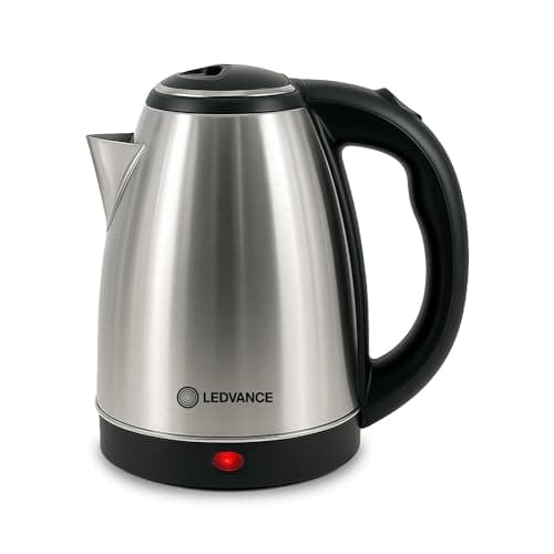 Ledvance Electric Kettle 1.8 Litre | Stainless Steel Electric Kettle | For Hot Water, Tea, Coffee & Noodles | 1350W Quick Heating | 360° Degree Swivel Cord | Double Fada Controller| Auto Cutoff -Black