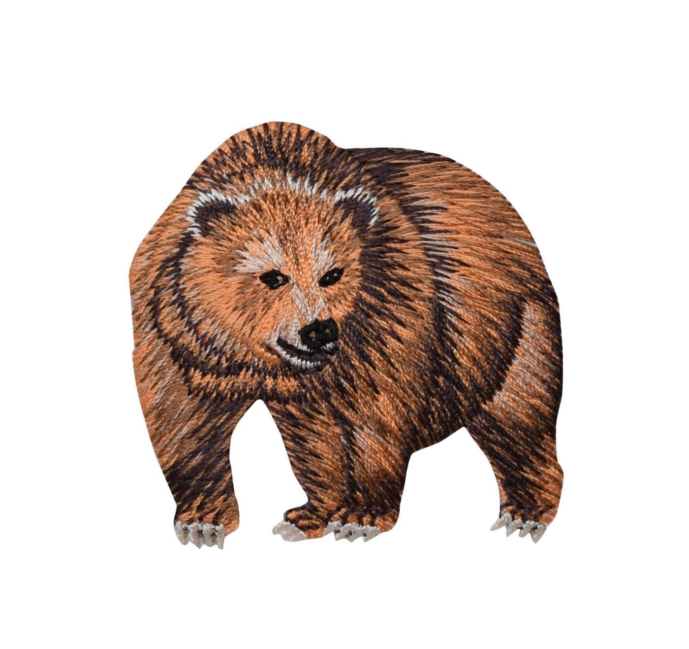 Natural Grizzly Bear - Left - Embroidered Iron on Patch
