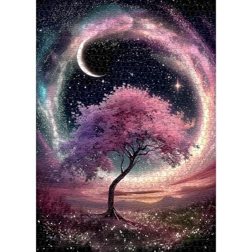 Tree of Life Starry Night Puzzle 1000 Pieces Fantasy Plant Landscape Scenery Puzzles for Adults Nature Scenic Challenge Jigsaw Puzzle
