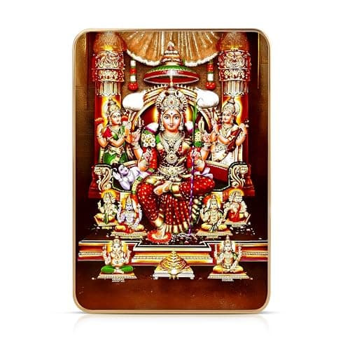 Lalitha Tripura Sundari Frame 11x17 Inches Large Crystal Glossy UV Print of Rajarajeshwari Devi with Shakti Devatas and Trimurti for Pooja Wall Decor Gift MDF Waterproof Hindu Spiritual Frame