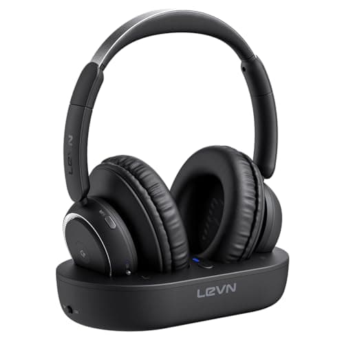 LEVN Wireless Headphones for TV Watching, TV Headphones Wireless for Seniors with Transmitter Charging Base, Hearing-impaired, No Audio Delay Blutooth 5.2, Plug and Play, Gifts for Elderly
