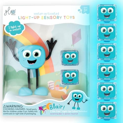 Glo Pals WaterActivated Bath Toy with 6 Reusable LightUp Cubes for Sensory Play Blair