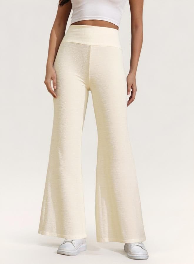 Cream High Rise Flare Pants