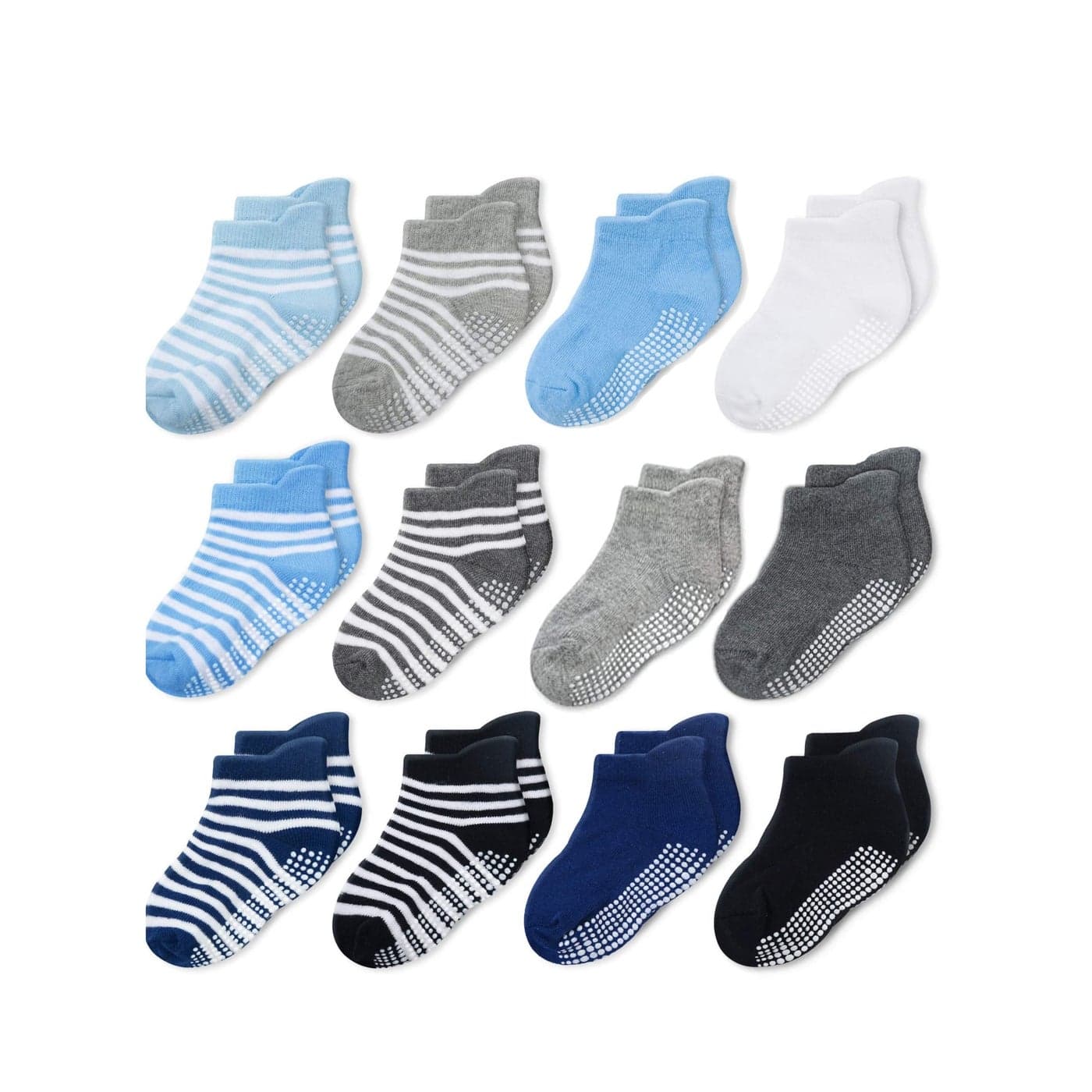 12 Pairs Anti Slip Toddler Socks Non Skid Ankle Socks with Grips for Baby Toddler Kids Boys Girls Kids Years