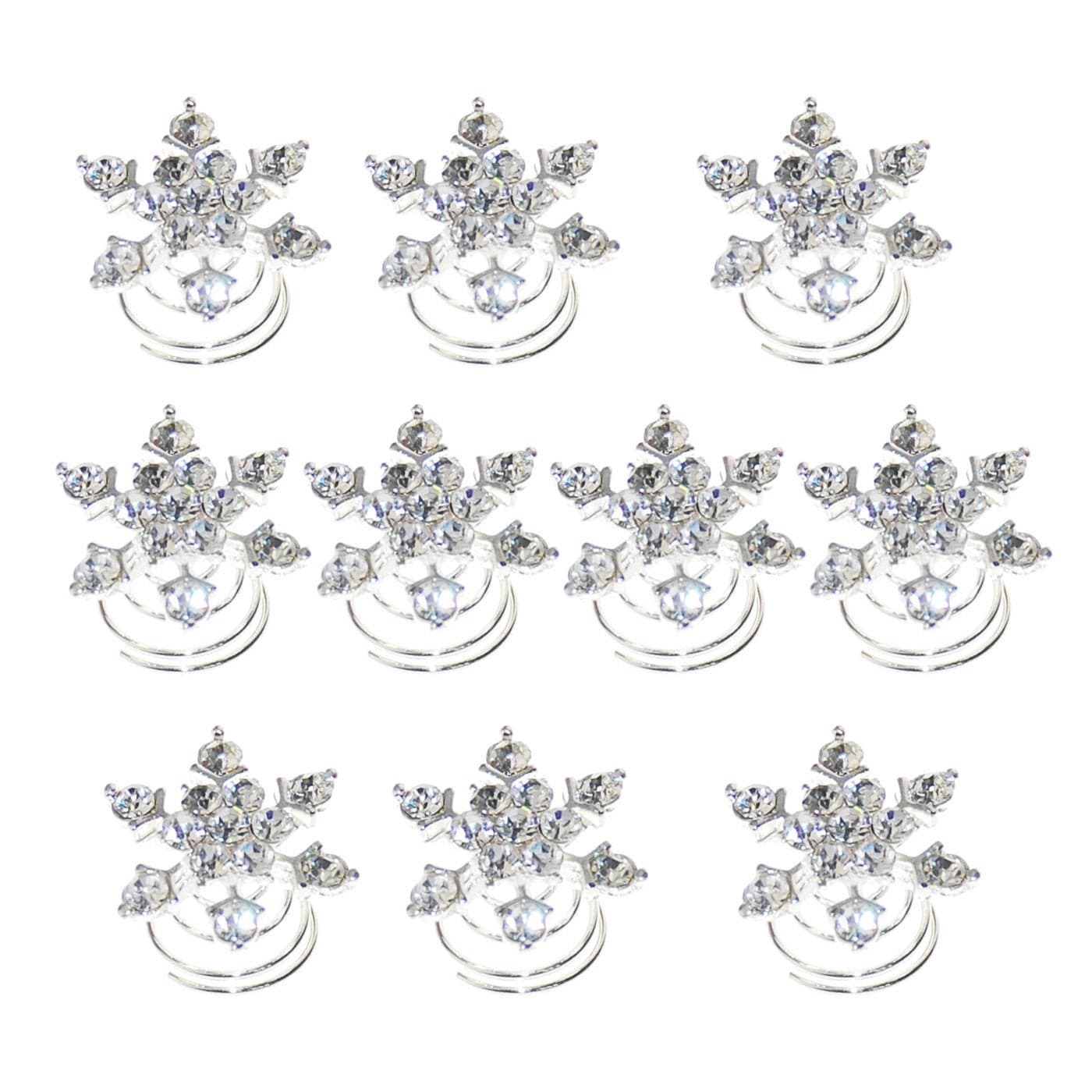 Chicone Snowflask Hair Coils Swirls Twists Spirals Springs Pins for Bridal Wedding Prom Set of 10