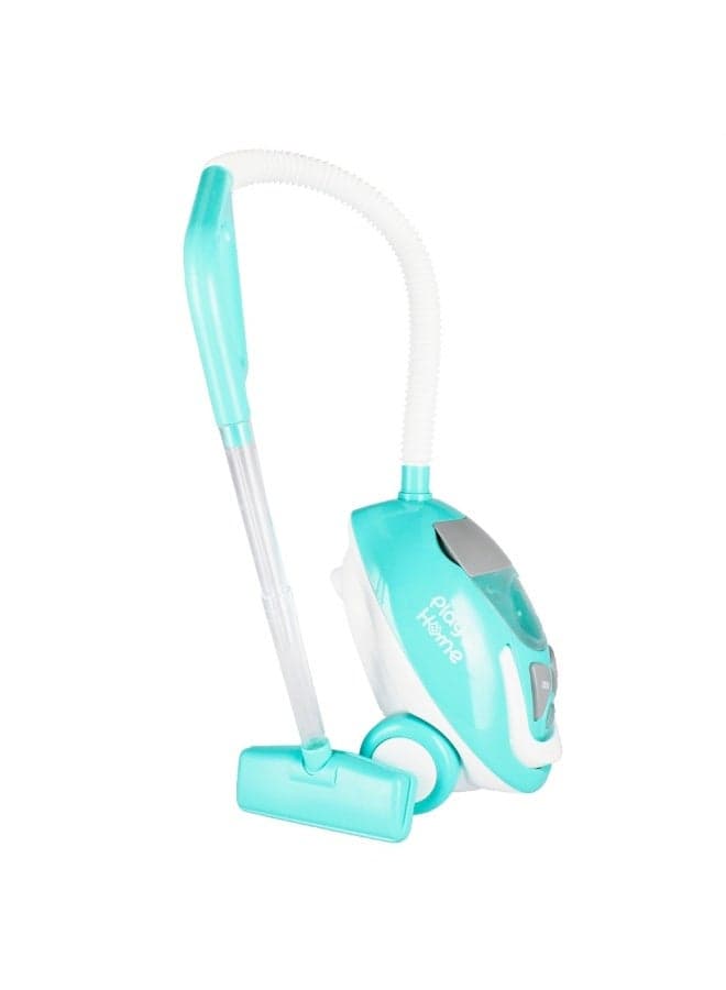 Qun Feng Toys "Play at Home" Toy Vacuum Cleaner, Teal & White, Real Suction & Lights, Ages 3+