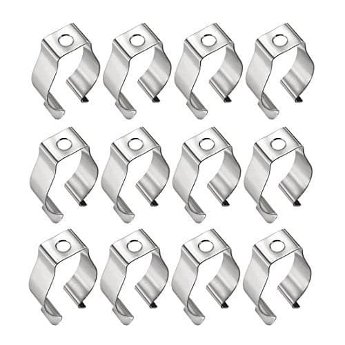 uxcell T8 U Clips Holder Bracket for LED Light Tube, LED Fluorescent Tube Replacement Mounting Accessories, Nickel-Plated Manganese Steel Lamp Support to Prevent Sagging, Pack of 12