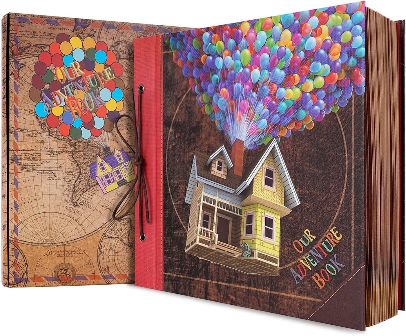 JIMBON Big Adventure Book 12x12 Inch Scrapbook Photo Album, 60 Pages, 3D Retro Embossed Letter Hardcover Movie Up Travel Journal Memory Book For Couples, Best Friend Gift