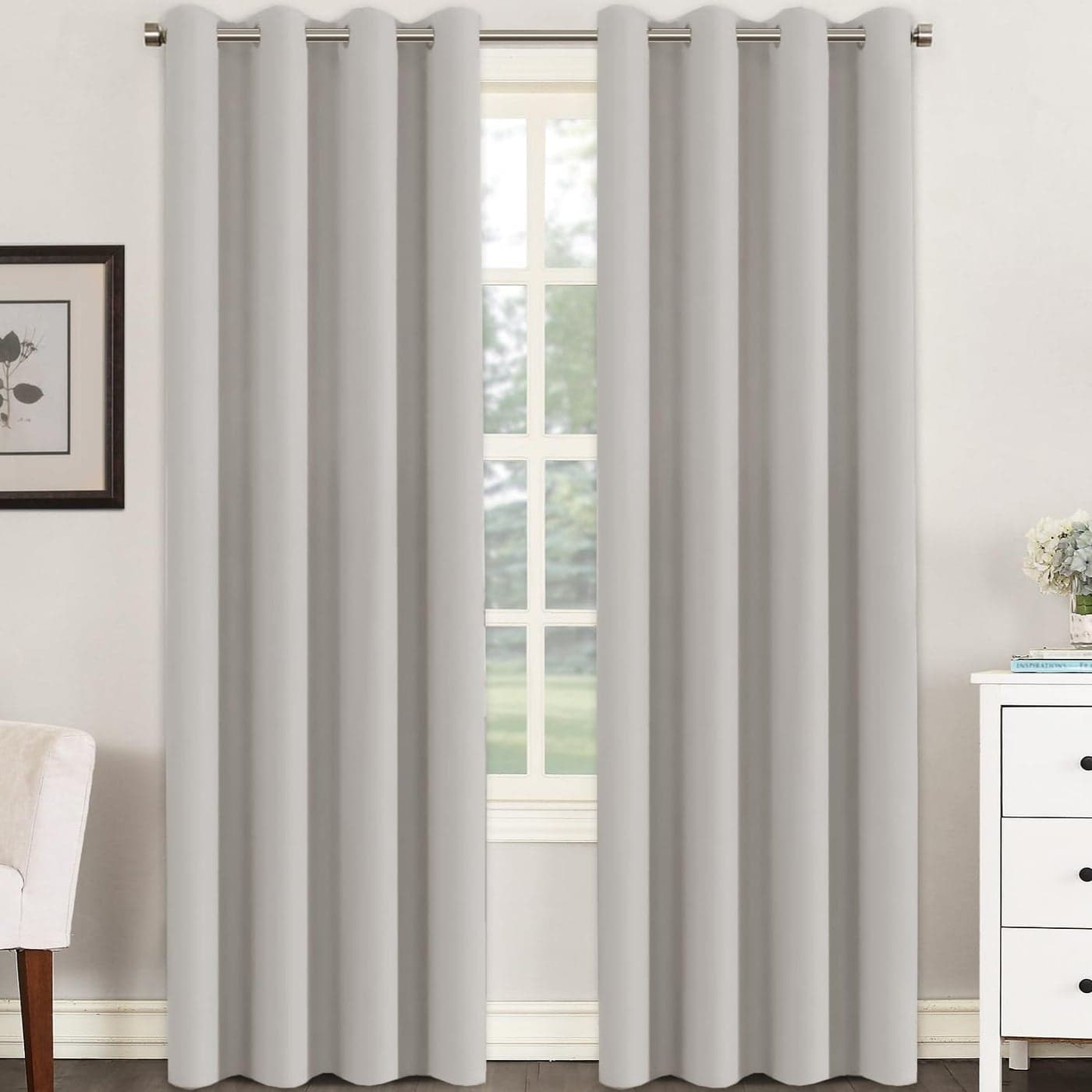 HVERSAILTEX Premium Blackout Thermal Insulated Room Darkening Curtains for BedroomLiving Room Classic Grommet Top 2 Panels Stone 52 Inch by 96 Inch