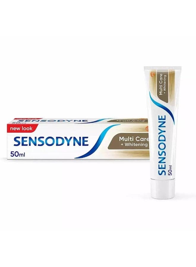 Sensodyne Multi Care + Whitening Toothpaste for Sensitive Teeth, Superior Whitening Action, 50ml