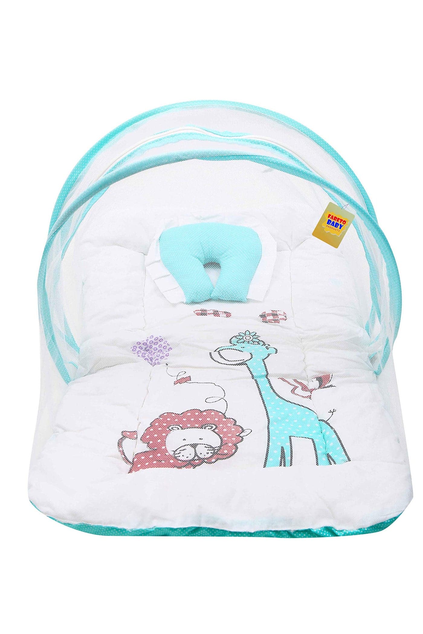Fareto Baby Folding Digital Print Mattress with Mosquito Net(0-6 Months)(Size: L-32Inchs, B-19Inchs) (Pista Green)