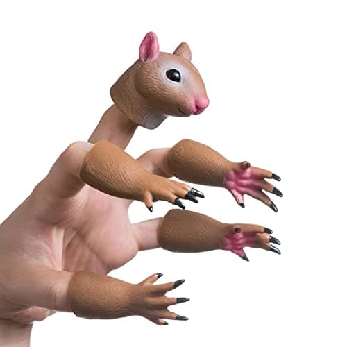 Squirrel Finger Puppet Tiny Hands Theater Prop Funny Gag Gift for White Elephant Easter Basket Swap Adults and Kids