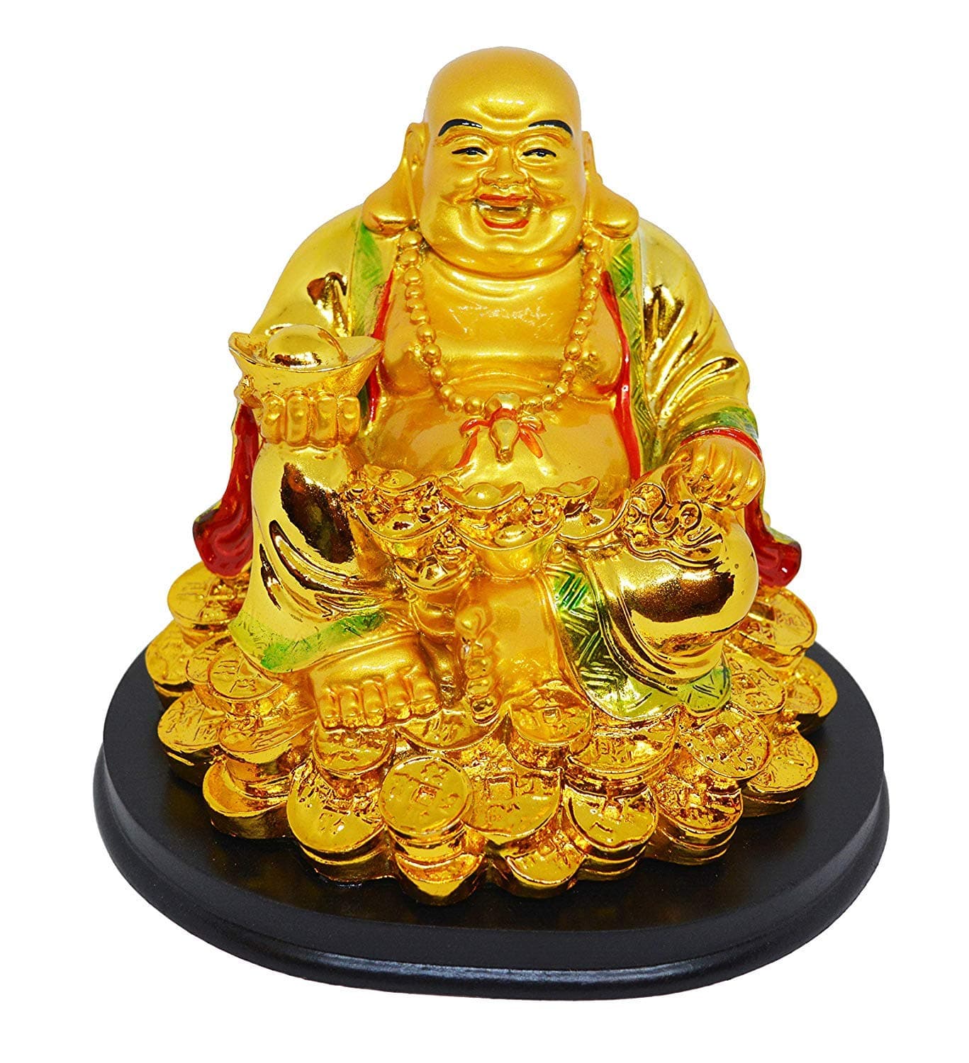 RIPE INDIA® Feng Shui Laughing Buddha with Wealth for Money Success and Happiness - 13 cm
