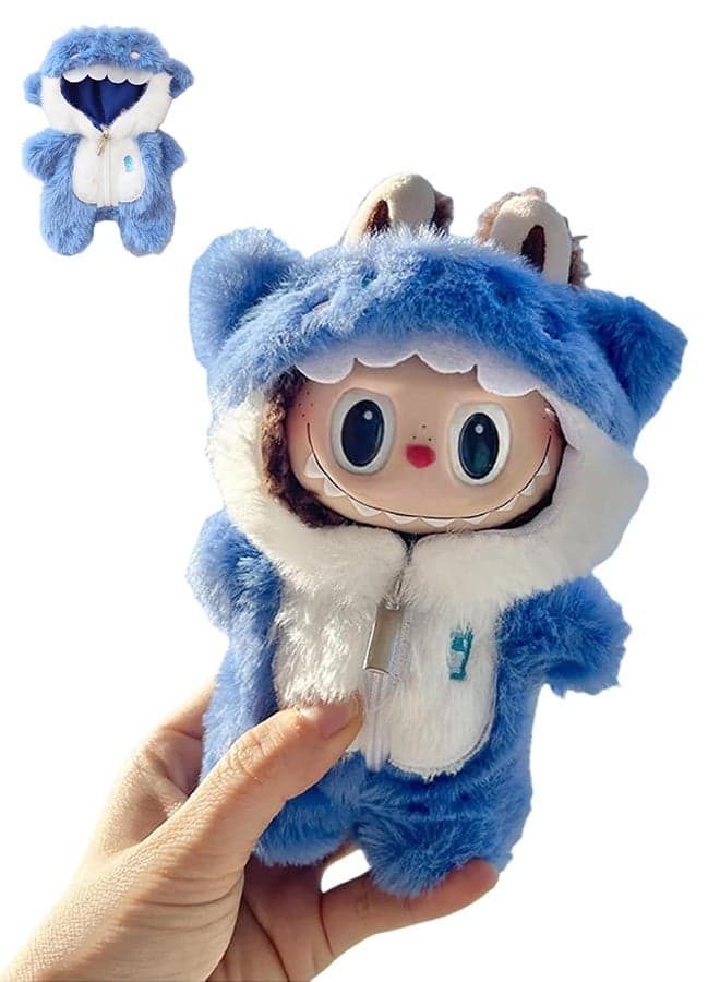 Clothes for Labubu Series 17cm Dolls Conjoined Shark Outfit, Collector's Marine-Themed Doll Clothes (Doll Not Included)