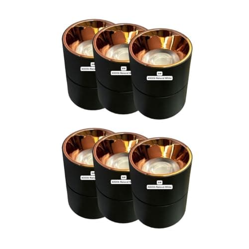 TB Technobeam 6 Watts Surface Cylinder Light Black Body Rose Reflector Natural White - 4000K Led Round Indoor Ceiling Mounted Spot Light Down Light Pack of 6