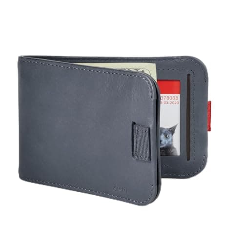 Distil Union Wally Bifold 5.0 RFID Wallet with ID Window - Slim Bifold Wallet for Men with Money Clip, Premium Leather – Minimalist RFID Card Holder - Holds 14 Cards & 30 Bills - Navy