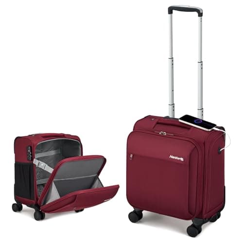 Hanke 16 Inch Underseat Carry On Luggage with Wheels Small Suitcase Softside Luggage Bags for Travel Lightweight Suitcases with Wheels Travel Luggage Personal Item for Men and Women(Dark Gray)