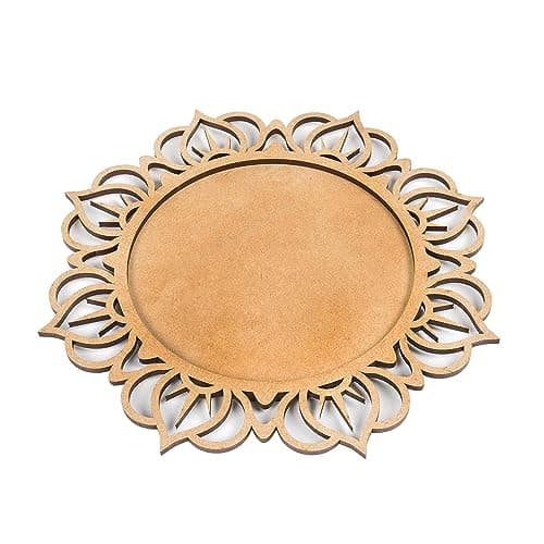 American Elm MDF Pooja Thali Base for DIY Craft Work, MDF Pooja thali Cutout (15 Inch)