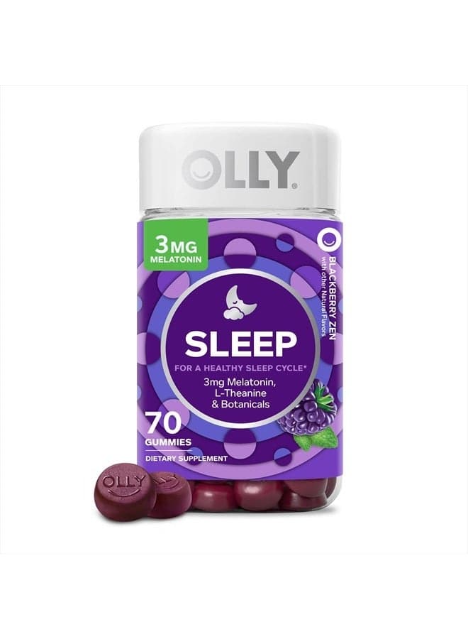 Sleep Gummy, Occasional Sleep Support, 3 mg Melatonin, L-Theanine, Chamomile, Lemon Balm, Sleep Aid, Blackberry - 70 Count